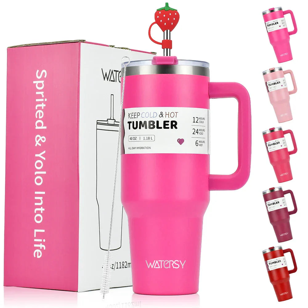 30oz / 40oz Stainless Steel Tumbler – Large Thermal Cup with Straw | Leak-Proof Vacuum Flask