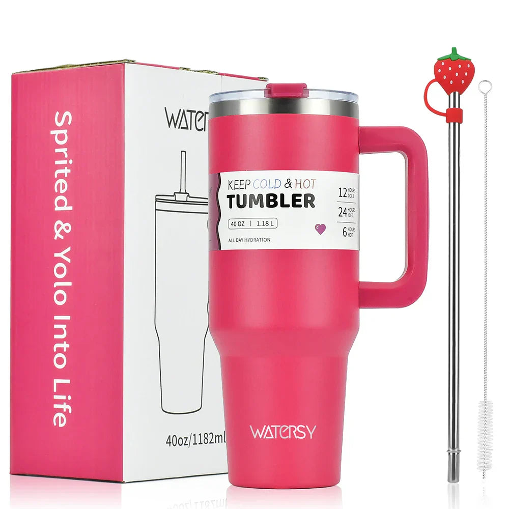 30oz / 40oz Stainless Steel Tumbler – Large Thermal Cup with Straw | Leak-Proof Vacuum Flask