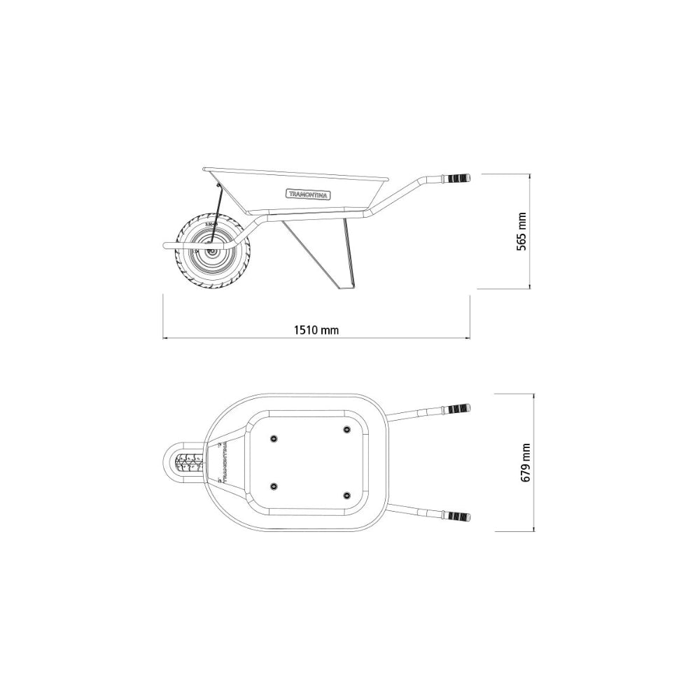 Tramontina Since 1911 Made In Brazil Tramontina'S Wheelbarrow With Orange Metal Extra Deep Bucket 80 L, Metallic Handle And Pneumatic Tire