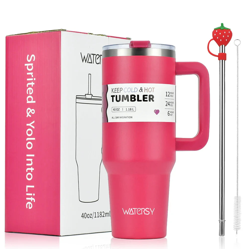 30oz / 40oz Stainless Steel Tumbler – Large Thermal Cup with Straw | Leak-Proof Vacuum Flask