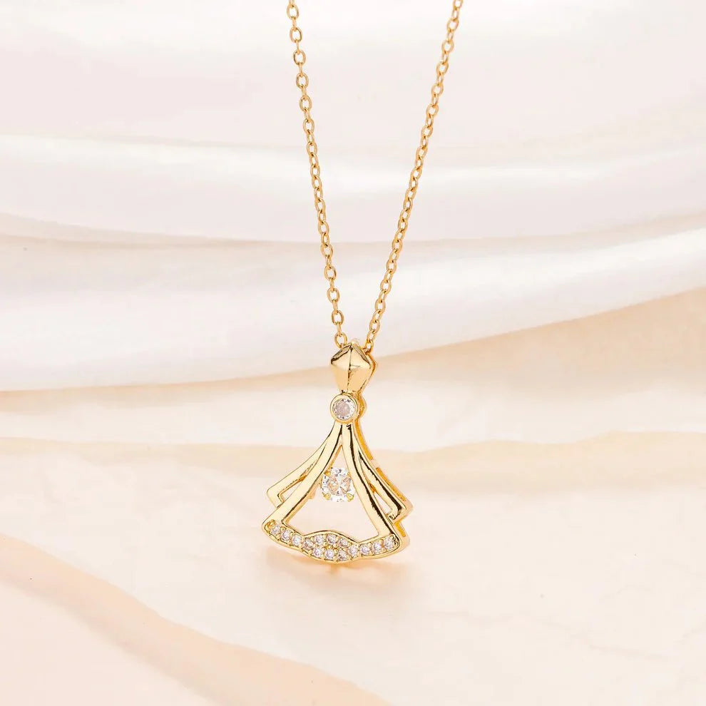 Gold plated fan necklace